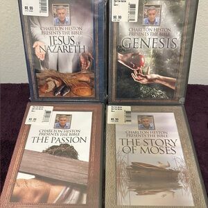 Lot of 4 Brand New DVDs by Charlton Heston presents the Bible 2011